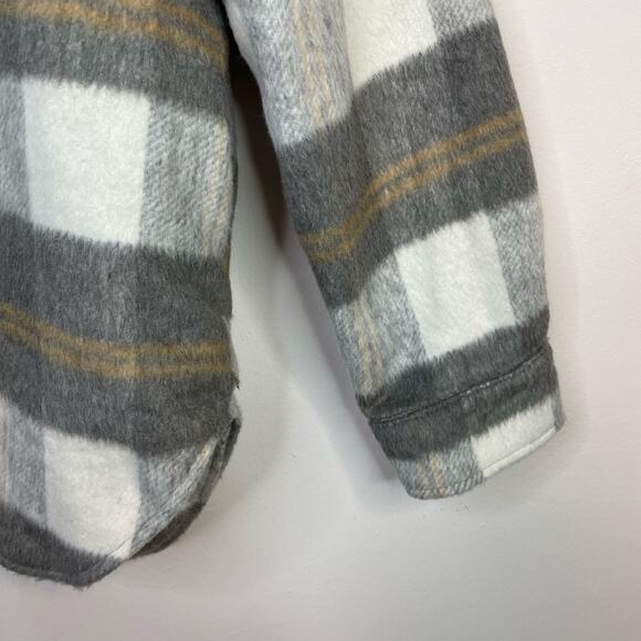 BlankNyc Cozy Gray Plaid Brushed Fleece Lined Shacket Shirt Jacket womens M new - Picture 4 of 13